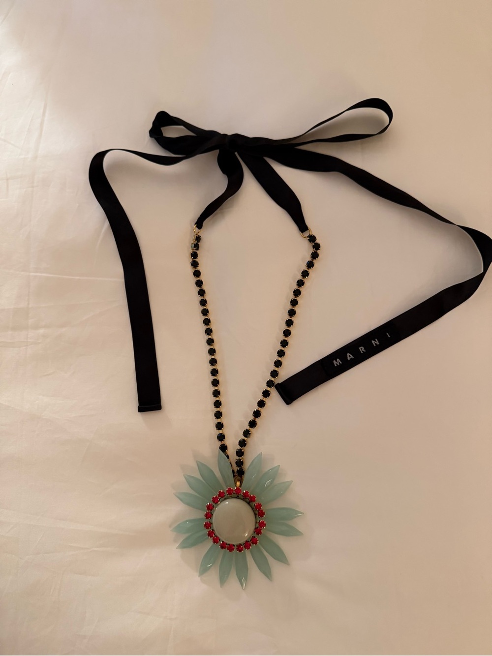 Marni Pale Green Flower Pendant Necklace